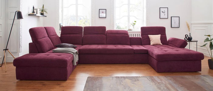SIT&MORE, sit&more Wohnlandschaft, sit&more Wohnlandschaft »Stardust U-Form«, inklusive Kopfteilverstellung, Armlehnenfunktion und Tischelement