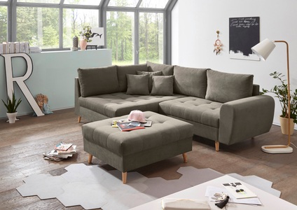 undefined, Ecksofa »Alice«, (Set), mit Hocker, Rückenkissen, Zierkissen, frei im Raum stellbar, ED EXCITING DESIGN Ecksofa »Alice L-Form«, (Set), mit Hocker, Rückenkissen, Zierkissen, frei im Raum stellbar