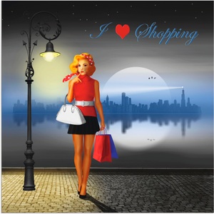 Artland, Artland Wandbild »Ich liebe Einkaufen«, Artland Wandbild »Ich liebe Einkaufen«, Mode, (1 St.), als Alubild, Outdoorbild, Poster in verschied. Grössen