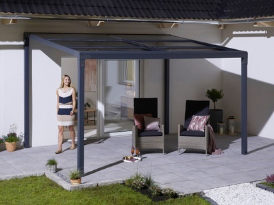 KONIFERA, KONIFERA Anbaupavillon »Anguilla«, BxT: 300x400 cm, Aluminium, Polycarbonat-Dachplatten, KONIFERA Anbaupavillon »Anguilla«, Schiebedach, in 292 cm und 392 cm Breite, Höhe: 208 bis 262 cm, Alu