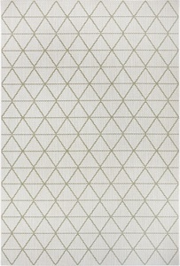White Label, White Label - Teppich In-& Outdoor - 120 x 170 cm; - Creme, Grün, my home Teppich »Layne«, rechteckig, 3 mm Höhe, Geometrisches Design, Strapazierfähig und pflegeleicht