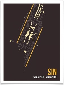 Wall-Art, Wall-Art Poster »Wandbild SIN Grundriss Singapur«, Grundriss, (1 St.), Poster, Wandbild, Bild, Wandposter, Wall-Art Poster »Wandbild SIN Grundriss Singapur«, Grundriss, (1 St.), Poster ohne Bilderrahmen