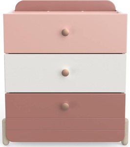 undefined, Kommode LUNA 3 Schubladen 72.8x40.9x81.6cm hellrosa, Demeyere GROUP Kombikommode »Jade«, Schublade mit Rollenauszügen, Runde Knopfgriffe mit Roségoldfarben-Finish
