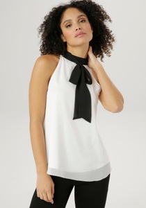 ANISTON SELECTED, Aniston SELECTED Blusentop, mit Schluppe und Stehkragen in Kontrastfarbe - NEUE KOLLEKTION, 