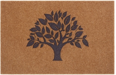White Label, White Label - Fussmatte - 45 x 70 cm - Braun und Schwarz, my home Fussmatte »Baum, Türmatte«, rechteckig, 10 mm Höhe, Herbstmotiv, Kokos-Look, Robust, Pflegeleicht, Rutschfest, Schmutzfang