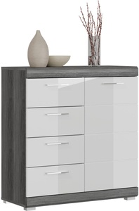 xonox.home, xonox.home Kommode »Scout«, Breite 80 cm, INOSIGN Kommode »Siena, Breite 80 cm, 1 Tür, 2 Einlegeböden, 3 Fächer, 4 Schubkästen«, Front-Rillenfräsung, Schuhkommode, Schuhschrank, Anrichte, Sideboard