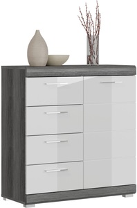 xonox.home, xonox.home Kommode »Scout«, Breite 80 cm, INOSIGN Kommode »Siena, Breite 80 cm, 1 Tür, 2 Einlegeböden, 3 Fächer, 4 Schubkästen«, Front-Rillenfräsung, Schuhkommode, Schuhschrank, Anrichte, Sideboard