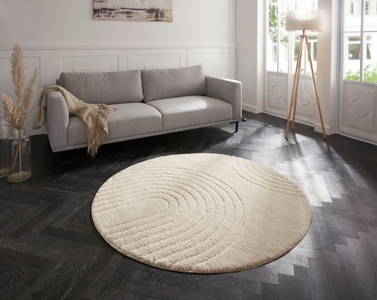 MINT RUGS, MINT RUGS Designteppich »Fergus«, rund, 22 mm Höhe, Hoch-Tief Struktur, sehr weicher Flor, Wohnzimmer, Schlafzimmer, Robust, Pflegeleicht, ringsum gekettelt, HANSE Home Teppich »Fergus 160 cm x 160 cm«