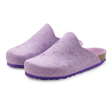 Lascana, LASCANA Hausschuh »Clog, Pantoffel«, Vivance Hausschuh »Clog, Pantoffel«, aus Filz mit wärmenden Korkfussbett & Sternenprint, Pantoffel, Clog