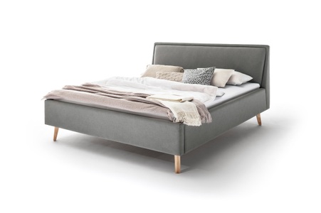 Novel, Novel - Bett FRIEDA_8096 - Textil - hellgrau - 140x200, Livetastic Polsterbett 140/200 cm in hellgrau , Frieda , Holz , Esche , 140 cm , gebeizt,Flachgewebe,Echtholz , individuelle Liegehärteeinstellung , 000101018540