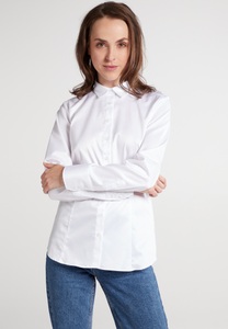 Eterna, Eterna Langarmbluse »MODERN CLASSIC«, Cover Shirt Bluse in weiß unifarben