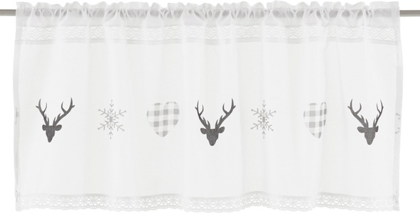 MY HOME, my home Scheibengardine »Hirsch«, my home Scheibengardine »Xaver«, (1 St.), Halbtransparent, Bedruckt, Baumwolle, weihnachtliches Design