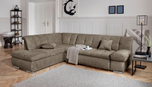 DOMO collection, DOMO collection Ecksofa, DOMO collection Ecksofa »Mona L-Form bequem und komfortabel, Breite 271cm, L-Form« wahlweise mit Bett- und Armlehnfunktion