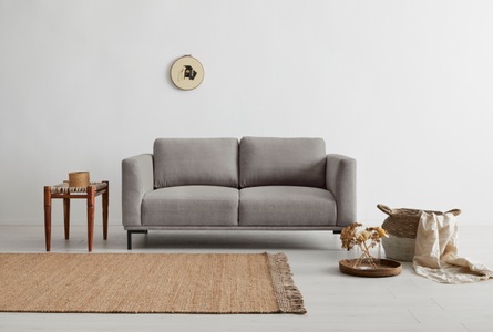 GOODproduct, GOODproduct 2-Sitzer »Fillin«, hergestellt aus recycelten PET-Flaschen, mit losen Rückenkissen und Metallbeinen, GOODproduct 2-Sitzer »Fillin«, Struktur hergestellt aus recycelten PET-Flaschen und im Leinen-Mix