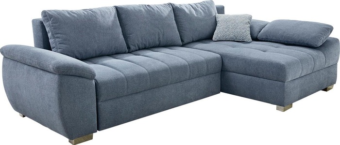 Jockenhöfer Gruppe Ecksofa, mit Bettfunktion und Bettkasten, Ottomane links oder rechts montierbar, inklusive loser Rücken- und Zierkissen