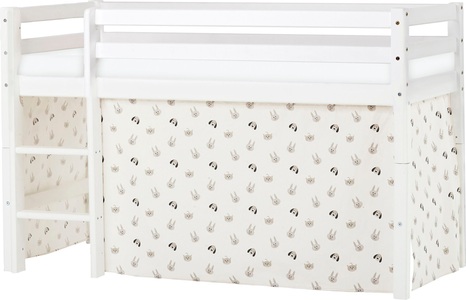Hoppekids, Hoppekids Hochbett, mit Matratze und Textil-Set, Hoppekids Hochbett »ECO Dream, Kinderbett, Spielbett, Halbhohes Bett aus Massivholz«, inkl. Vorhang-Set Creator, Bettgrösse & Matratze wählbar