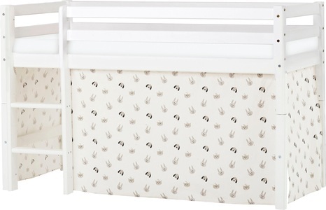 Hoppekids, Hoppekids Hochbett, mit Matratze und Textil-Set, Hoppekids Hochbett »ECO Dream, Kinderbett, Spielbett, Halbhohes Bett aus Massivholz«, inkl. Vorhang-Set Creator, Bettgrösse & Matratze wählbar