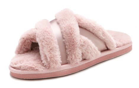 VIVANCE, Vivance Pantolette »Hausschuh, Plüsch Hausschuhe«, Pantolette mit raffinierter Kreuzbandage VEGAN, Vivance Hausschuh »Plüsch Hausschuhe«, mit Kreuzbandage, Pantolette, Pantoffel, Mule, offener Schuh VEGAN