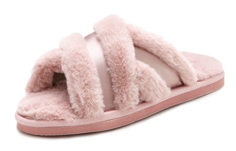 VIVANCE, Vivance Pantolette »Hausschuh, Plüsch Hausschuhe«, Pantolette mit raffinierter Kreuzbandage VEGAN, Vivance Hausschuh »Plüsch Hausschuhe«, mit Kreuzbandage, Pantolette, Pantoffel, Mule, offener Schuh VEGAN