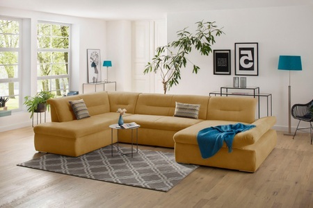 my home Wohnlandschaft »Avesa«, Wahlweise mit Armteilverstellung und Bettfunktion, B/T/H: 355/216/80 cm