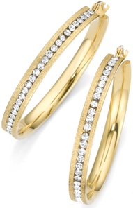 FIRETTI, Firetti Paar Creolen »goldfarben, strukturiert«, Firetti Paar Creolen »Schmuck Geschenk strukturiert«, mit Zirkonia (synth.)