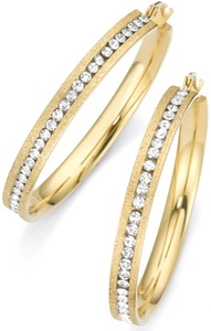 FIRETTI, Firetti Paar Creolen »goldfarben, strukturiert«, Firetti Paar Creolen »Schmuck Geschenk strukturiert«, mit Zirkonia (synth.)