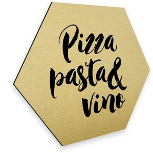 Wall-Art, Wall-Art Metallbild »Pizza Pasta Goldfarben Deko Küche«, Wall-Art Metallbild »Pizza Pasta Goldfarben Deko Küche«, (1 St., Dekorative Wanddekoration), vintage Metallschild