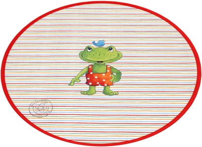 SPIEGELBURG GARDEN, Kinderteppich, »GA-614«, SPIEGELBURG GARDEN, rund, Höhe 6 mm, gedruckt, SPIEGELBURG GARDEN Kinderteppich »GA-614«, rund, 6 mm Höhe, Stoff Druck, gestreift, Motiv Frosch, weiche Microfaser, Kinderzimmer