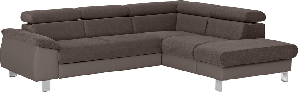 COTTA Ecksofa »Komaris«, inklusive Kopf- bzw. Rückenverstellung, wahlweise Bettfunktion, Bettkasten und RGB-LED-Beleuchtung