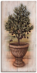 Artland, Artland Wandbild »Olivenbaum mit Holzoptik«, Artland Leinwandbild »Olivenbaum mit Holzoptik« Pflanzen 1 Stk. tlg. auf Holzrahmen gespannt