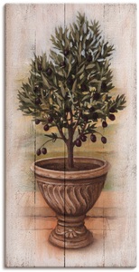 Artland, Artland Wandbild »Olivenbaum mit Holzoptik«, Artland Leinwandbild »Olivenbaum mit Holzoptik« Pflanzen 1 Stk. tlg. auf Holzrahmen gespannt