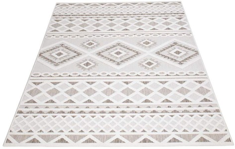 Carpet City, Carpet City Teppich »Santorini«, rechteckig, 5 mm Höhe, 3D-Effekt, für Wohnzimmer, Flur, Küche, Wintergarten, Balkon, Wetterfest & UV-beständig, Carpet City Teppich »In-& Outdoorteppich Santorini 435, 3D-Effekt, Boho-Look«, rechteckig, 5 mm Höhe, Wetterfest & UV-beständig für Terrasse, Balkon, Küche, Flur