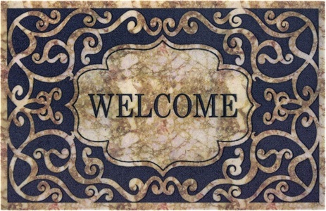 White Label, White Label - Fussmatte - 45 x 70 cm - Multicolor, my home Fussmatte »Welcome Ornament, Türmatte«, rechteckig, 6 mm Höhe, mit Spruch, Schrift-Design, Rutschhemmend, Schmutzfang