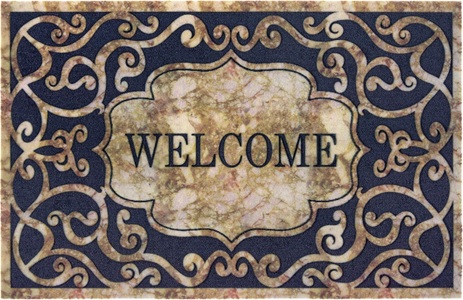 White Label, White Label - Fussmatte - 45 x 70 cm - Multicolor, my home Fussmatte »Welcome Ornament, Türmatte«, rechteckig, 6 mm Höhe, mit Spruch, Schrift-Design, Rutschhemmend, Schmutzfang