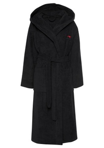 KangaROOS Unisex-Bademantel »Cassidy«, für Damen & Herren, mit Kapuze & Logostickerei, lang, einfarbiger Bademantel aus 100% Baumwolle mit Taschen