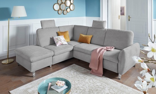 SIT&MORE, sit&more Ecksofa, sit&more Ecksofa »Daytona L-Form«, mit Federkern, zwei Kopfstützen und wahlweise mit Bettfunktion