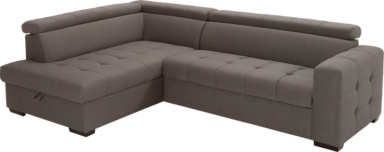 exxpo - sofa fashion, exxpo - sofa fashion Ecksofa, Steppung im Sitzbereich, Wahlweise mit Bettfunktion und Bettkasten, inklusive 3 verstellbaren Kopfstützen, exxpo - sofa fashion Ecksofa »Otusso, L-Form«, Steppung im Sitzbereich, wahlw. mit Bettfunktion u. Bettkasten