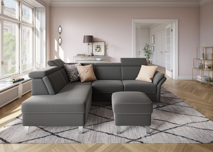 SIT&MORE, sit&more Ecksofa, sit&more Ecksofa »Vincenzo L-Form«, inklusive Kopfteilverstellung, wahlweise mit Bettfunktion, Bettkasten