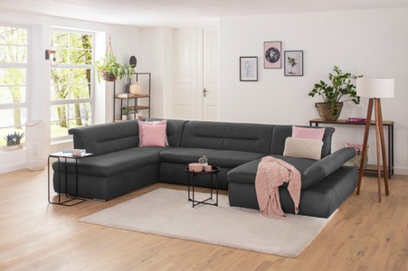 my home Wohnlandschaft »Avesa«, Wahlweise mit Armteilverstellung und Bettfunktion, B/T/H: 355/216/80 cm