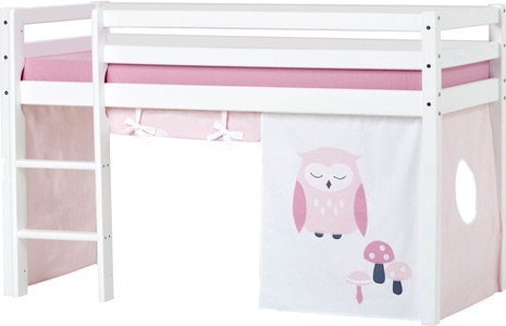 Hoppekids, Hoppekids Hochbett, mit Matratze und Textil-Set, Hoppekids Hochbett »ECO Dream, Kinderbett, Spielbett, Halbhohes Bett aus Massivholz«, inkl. Vorhang-Set Creator, Bettgrösse & Matratze wählbar