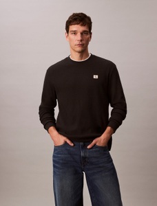 Calvin Klein Jeans Langarmshirt »LS WAFFLE BADGE CREWNK TEE«, Mit Rundhalsausschnitt