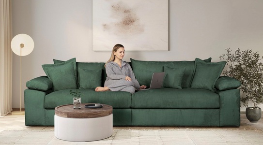 HOME AFFAIRE, Home affaire Big-Sofa »Soft&Cosy XXL - Breite 303 cm«, Mega-Sofa, in Cord, Federkern-Polsterung, Home affaire Big-Sofa »Soft&Cosy XXL, B: 303 cm - OTTO. Verlässliche Qualität.« Mega-Sofa, Cord oder Chenille-Struktur, mit Federkern & 4 Zierkissen