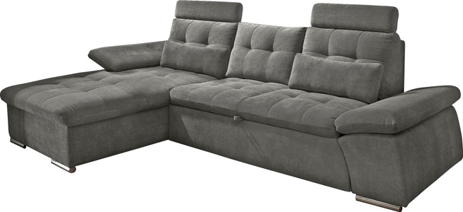 MID.YOU, MID.YOU Wohnlandschaft in textil, holzwerkstoff grau , Nalo Longchair Rec.2f , Uni , 170 cm , Nachbildung , seitenverkehrt erhältlich, Rücken echt , 002220026406, MID.YOU Ecksofa in mikrovelours grau , Nalo , Textil, Holzwerkstoff , Uni , 268x170 cm , Mikrovelours,Nachbildung , seitenverkehrt erhältlich, Rücken echt , 002220026406