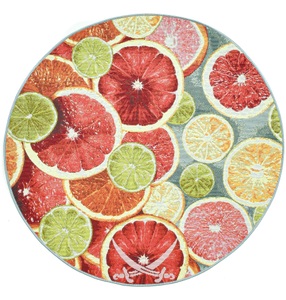 Sansibar, Sansibar Teppich »Rantum Beach 003«, rund, 5 mm Höhe, Flachgewebe, modernes Sommer Design, Motiv Zitrusscheiben & gekreuzte Säbel, In- & Outdoor geeignet, Wohnzimmer, Sansibar Teppich »Rantum Beach 003«, rund, 5 mm Höhe, Flachgewebe, modernes Sommer Design, In- und Outdoor geeignet