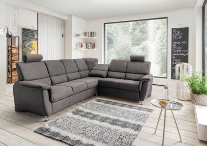 HOME AFFAIRE, Home affaire Ecksofa »Pisa«, mit Bettfunktion und Bettkasten, Home affaire Ecksofa »Pisa L-Form, mit Schlaffunktion, Stauraum, 2x höhenverstellbare«, Kopfstützen und Relaxfunktion im Eckelement