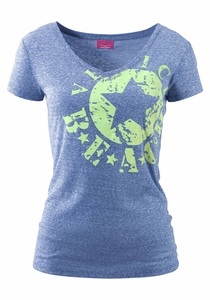 Venice Beach, Venice Beach Shirt mit Logo-Druck, Venice Beach Strandshirt, mit Logo-Druck aus melierter Ware, Vintage-Look, sportlich-casual