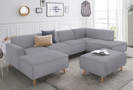 ANDAS, andas Wohnlandschaft »Janek«, mit Federkern und Keder in scandinavischem Design, Home affaire Wohnlandschaft »Janek Scandic Design, elegant und zeitlos U-Form« mit Federkern und Keder in scandinavischem Design