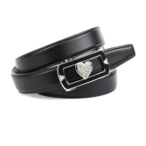 ANTHONI CROWN, Anthoni Crown Ledergürtel in Schwarz mit Kristall-Glas-Schnalle, 
