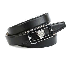 ANTHONI CROWN, Anthoni Crown Ledergürtel in Schwarz mit Kristall-Glas-Schnalle, 