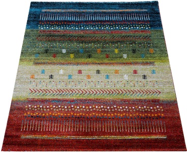 PACO HOME, Paco Home Teppich »Nomaden 818«, rechteckig, 12 mm Höhe, Kurzflor, Gabbeh Design, gestreift, ideal im Wohnzimmer & Schlafzimmer, Paco Home Teppich »Nomaden 818«, rechteckig, 16 mm Höhe, Kurzflor, Gabbeh Design, gestreift, ideal im Wohnzimmer & Schlafzimmer